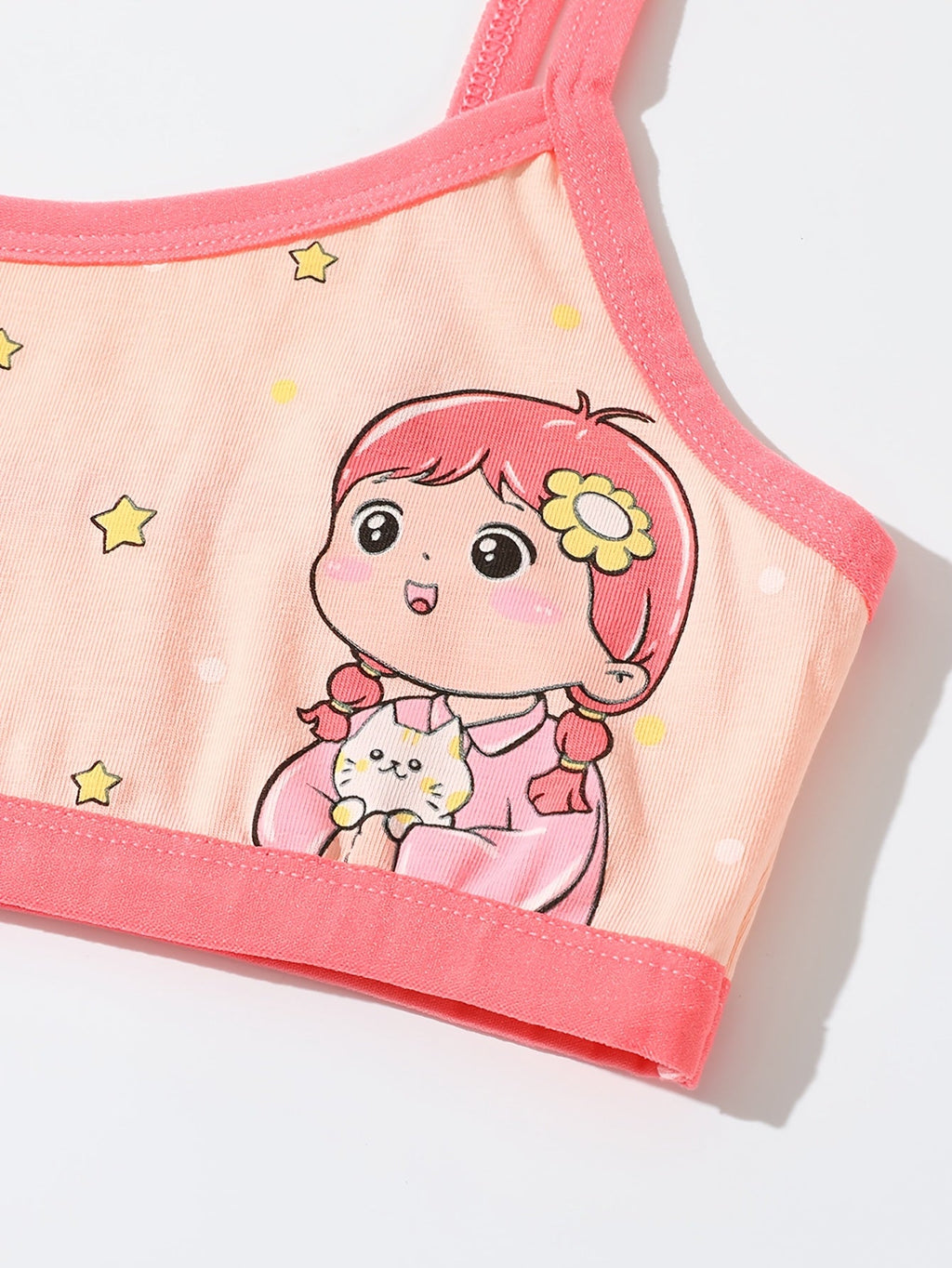 Girls Underwear Sets Four-Pack with Printed Camisole Bras and Boxer Briefs for Everyday Layering