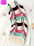Girls' First Bras Six Pack in Assorted Colors with Slim Straps and Stretch Bands for Daily Layering