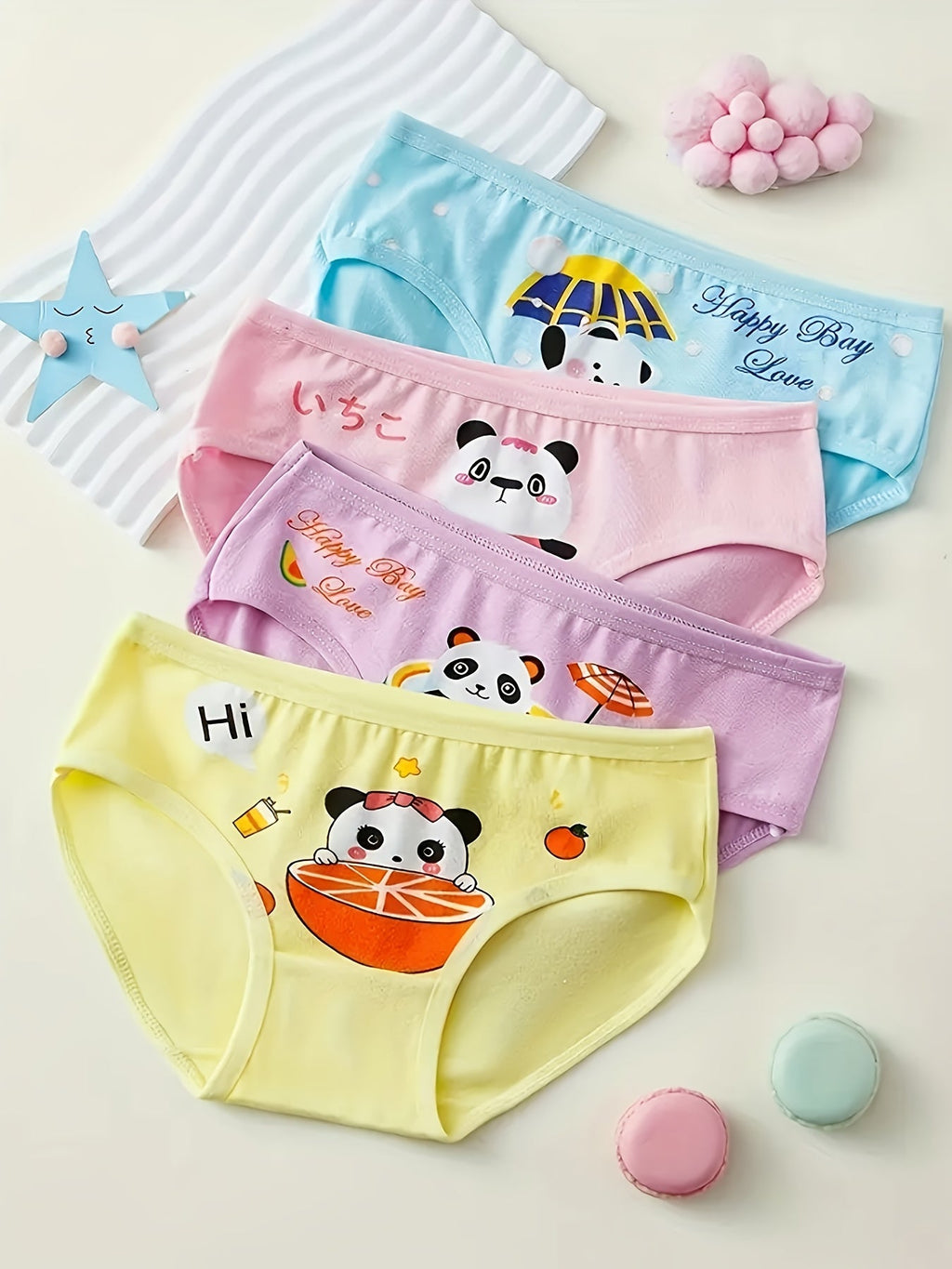 Girls' Cartoon Briefs 8-Pack in Random Mixed Colors with Animal Prints for Everyday Underwear Changes