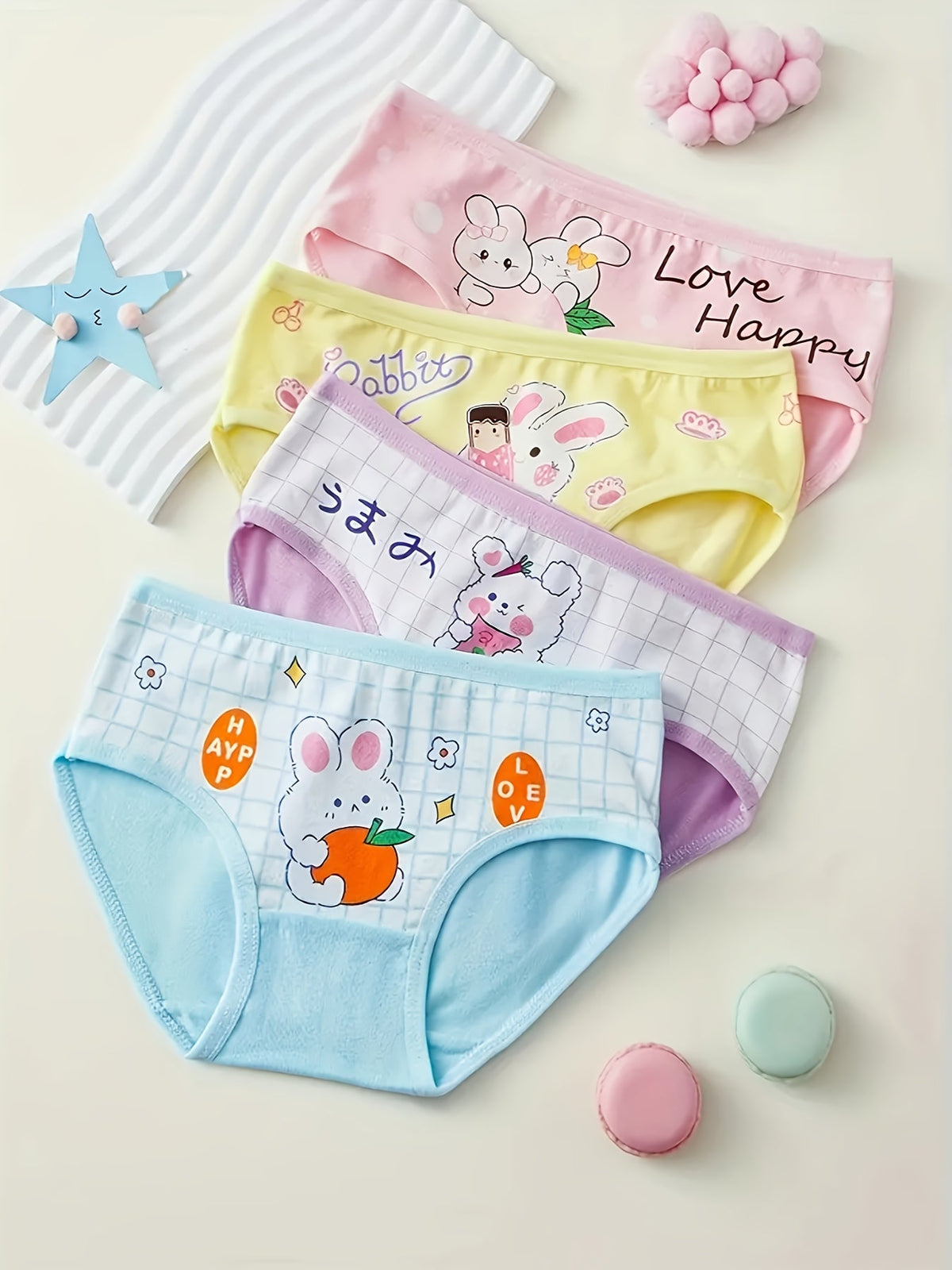 Girls' Cotton Briefs Eight-Pack with Assorted Cartoon Prints and Elastic Waists for Everyday Underwear Changes