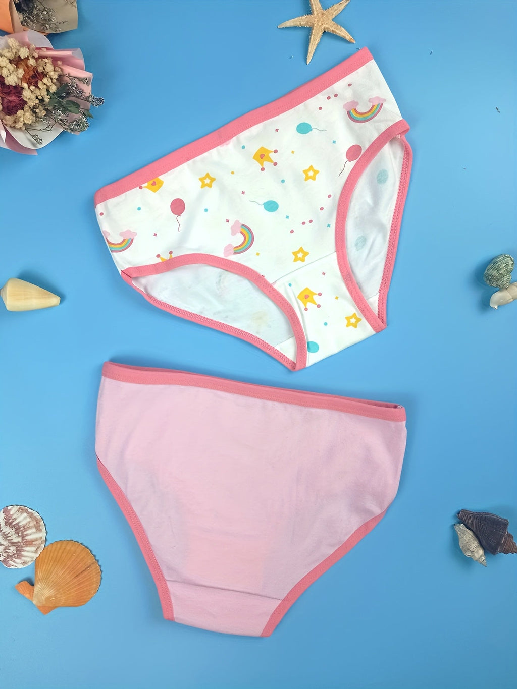 Girls' Pastel Cartoon Briefs 8-Pack in a Random Assortment with Cotton Blend Fabric for Daily Changes