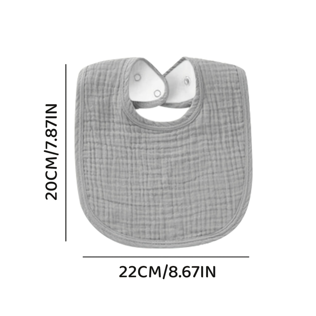Baby Muslin Bibs Ten Pack in Mixed Colors with Adjustable Snaps and Polyester Fleece Backing