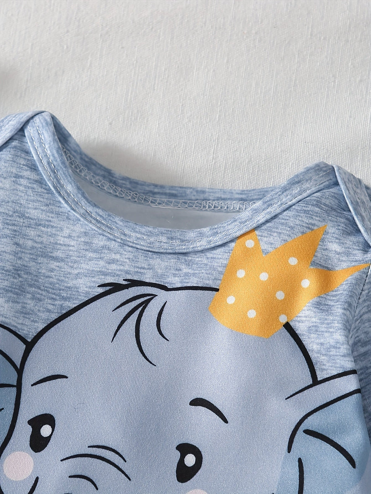 Baby Boys' Elephant Outfit Set in Gray and Blue Stripes with a Long-Sleeve Bodysuit and Footed Pants