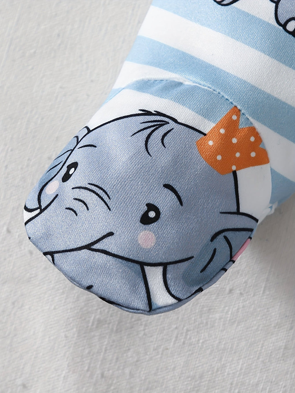 Baby Boys' Elephant Outfit Set in Gray and Blue Stripes with a Long-Sleeve Bodysuit and Footed Pants