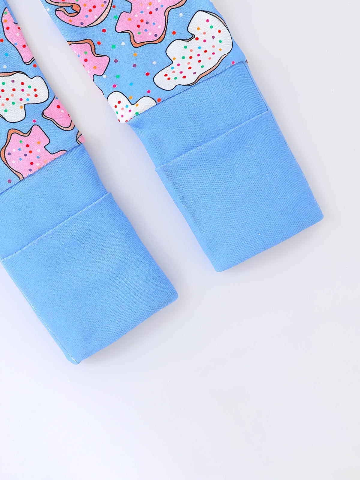 Baby and Toddler Donut Print Zip Romper in Blue with Long Sleeves and Cuffed Ankles for Everyday Dressing