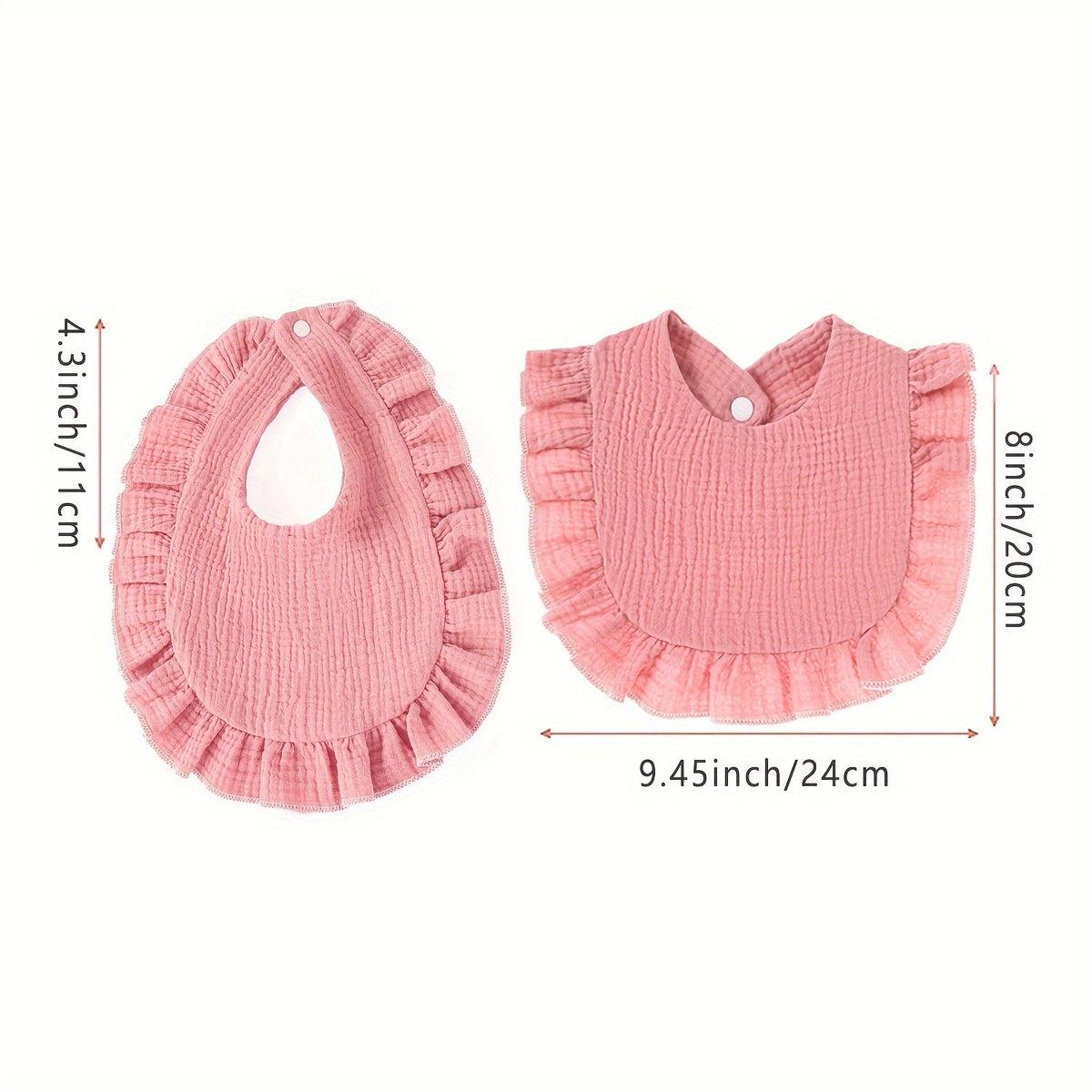 Baby Ruffled Muslin Bibs 7-Pack with Snap Closures and Coordinating Colors for Everyday Feeding and Drool Care