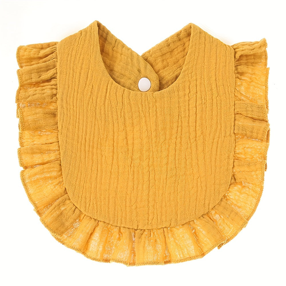Baby Ruffled Muslin Bibs 7-Pack with Snap Closures and Coordinating Colors for Everyday Feeding and Drool Care