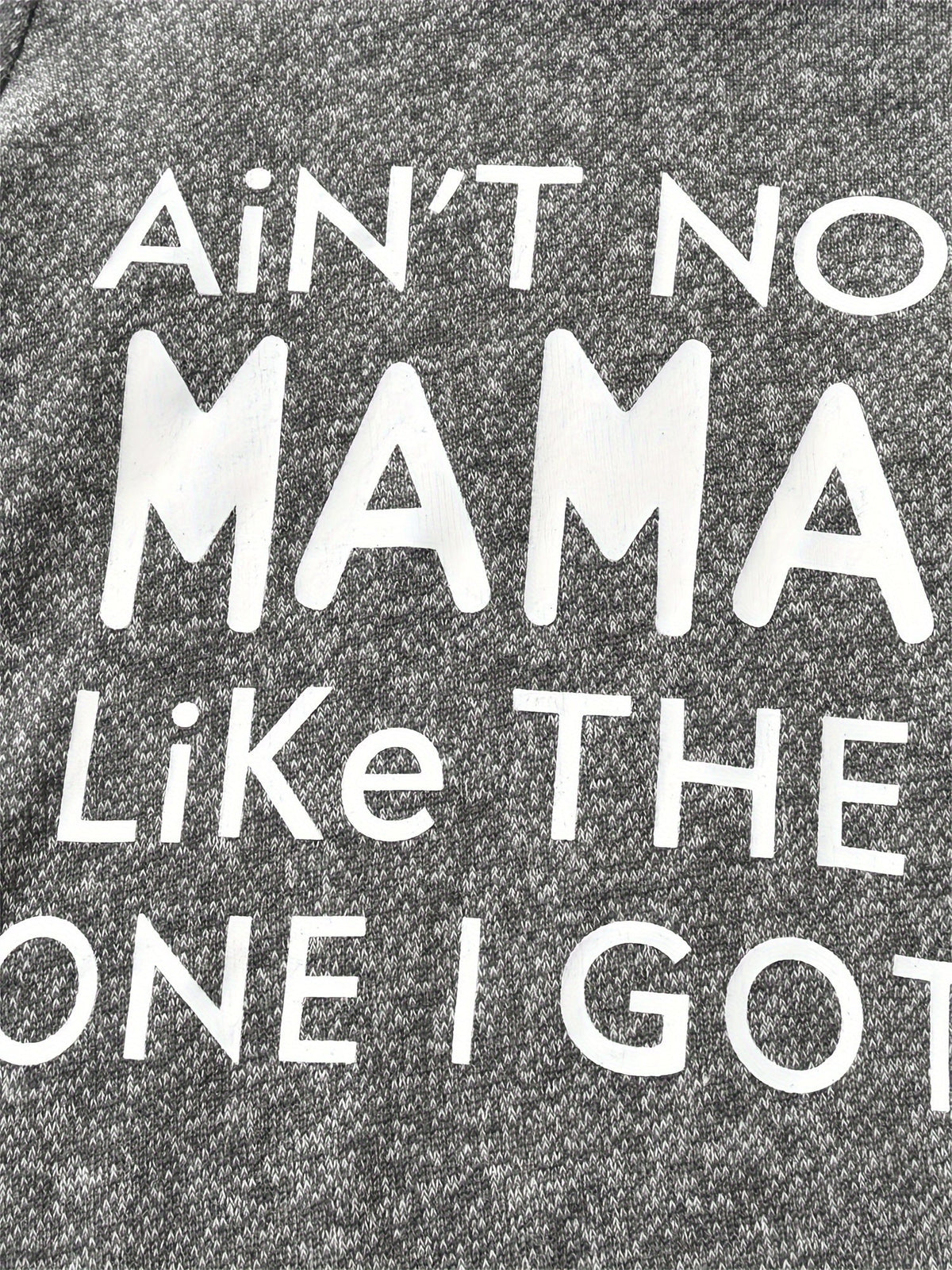 Baby Boys' Grey Hooded Bodysuit and Pants Set with Mama Lettering and Black White Striped Trim