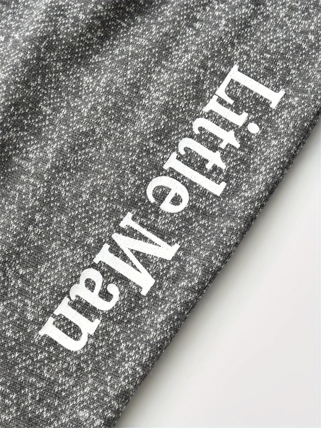 Baby Boys' Grey Hooded Bodysuit and Pants Set with Mama Lettering and Black White Striped Trim