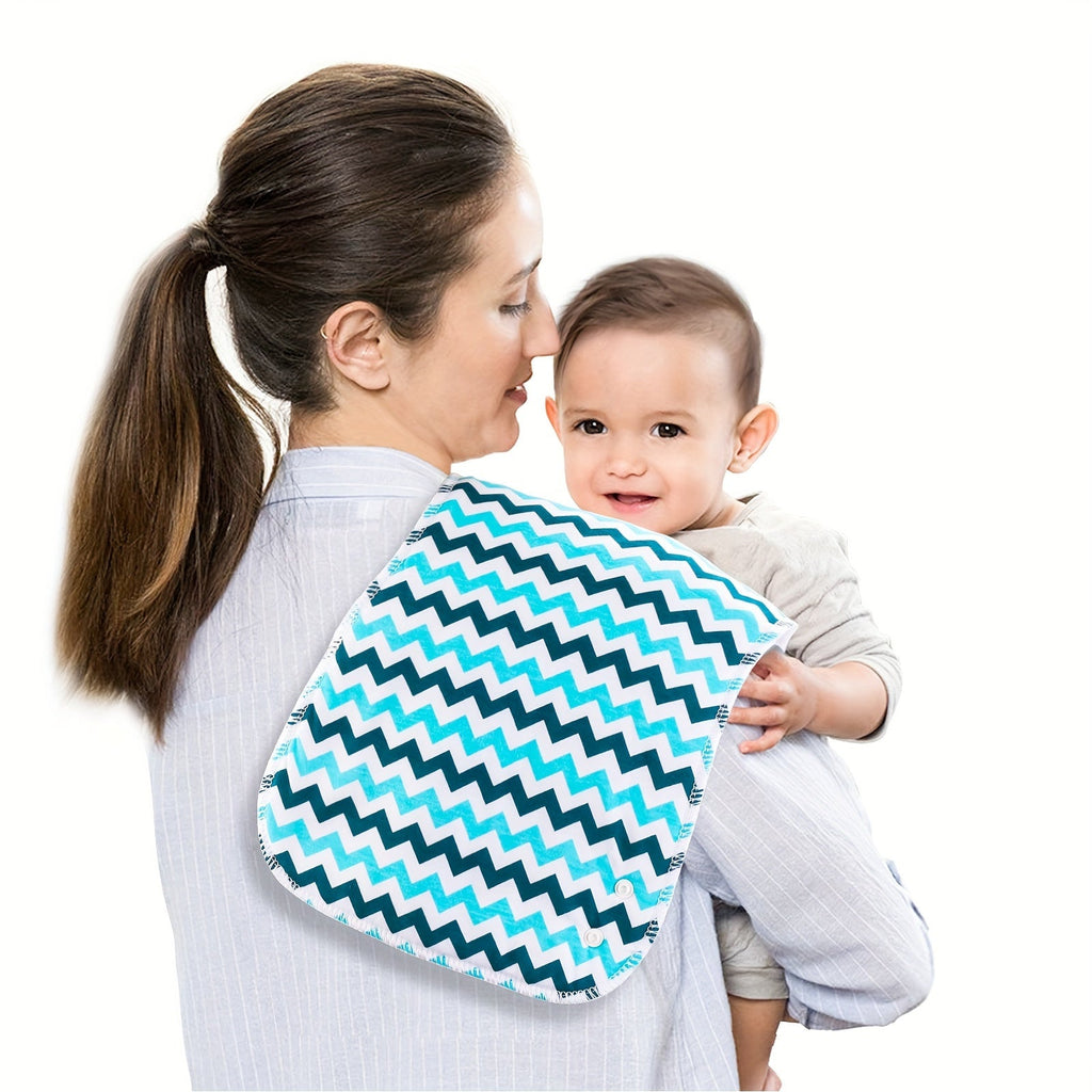 Baby Shark Burp Cloths 6-Pack with Contoured Edges and Blue Printed Designs for Everyday Feeding and Burping