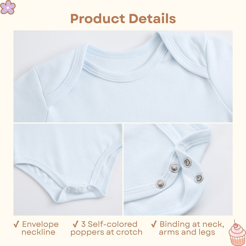 Baby A Special Gift from God Cotton Bodysuit in Blue with Short Sleeves and Snaps for Daily Changes