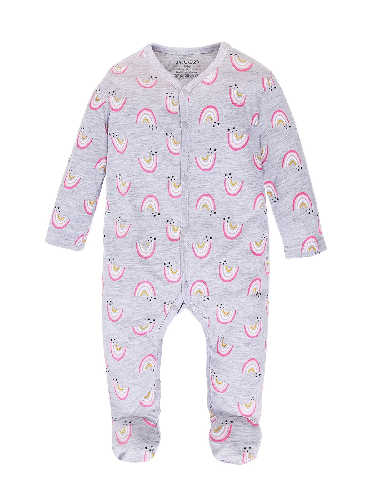 Baby Girls' Footed Rompers 4-Pack with Long Sleeves and Mixed Floral Animal Prints for Everyday Dressing