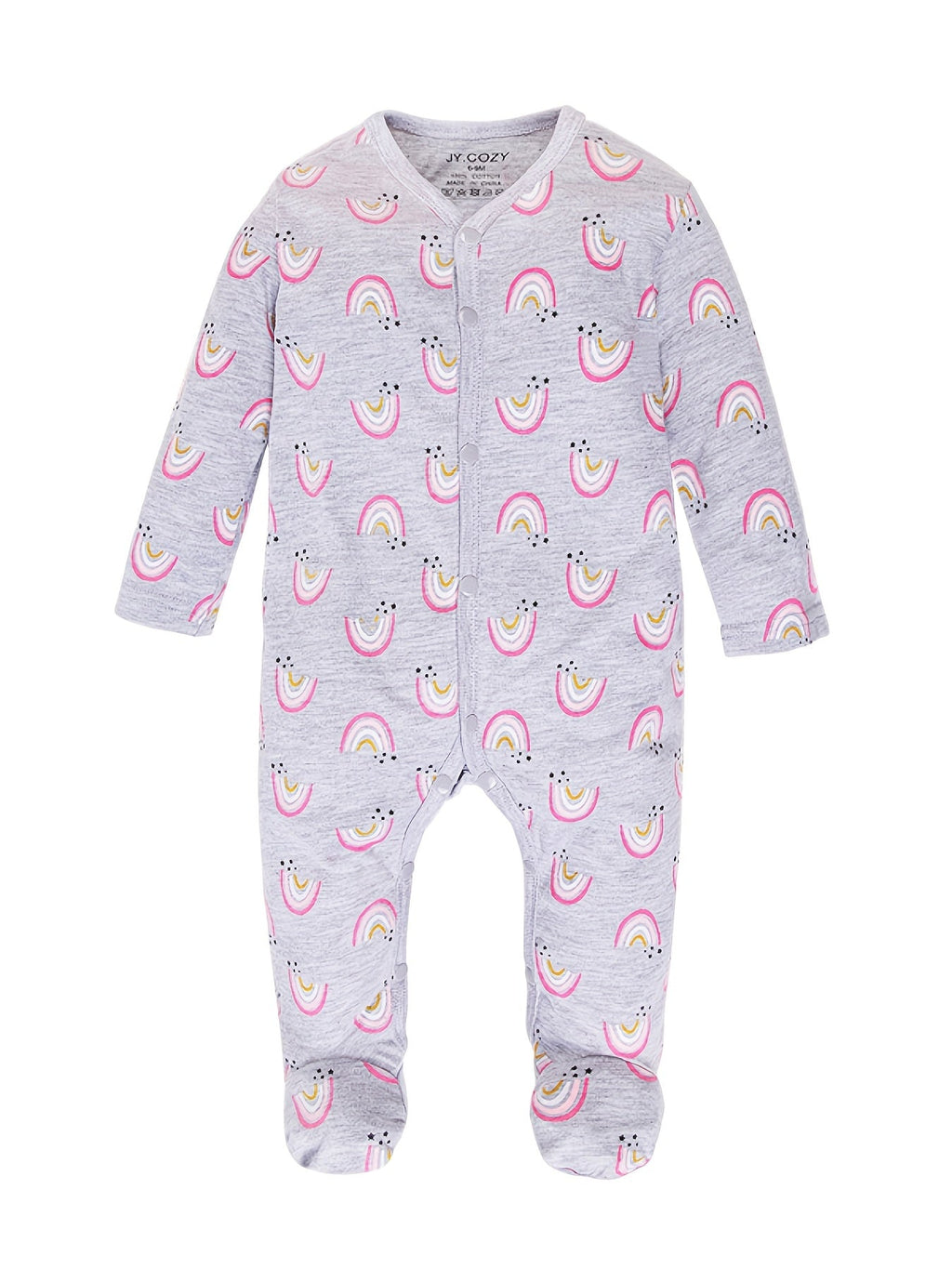 Baby Girls' Footed Rompers 4-Pack with Long Sleeves and Mixed Floral Animal Prints for Everyday Dressing