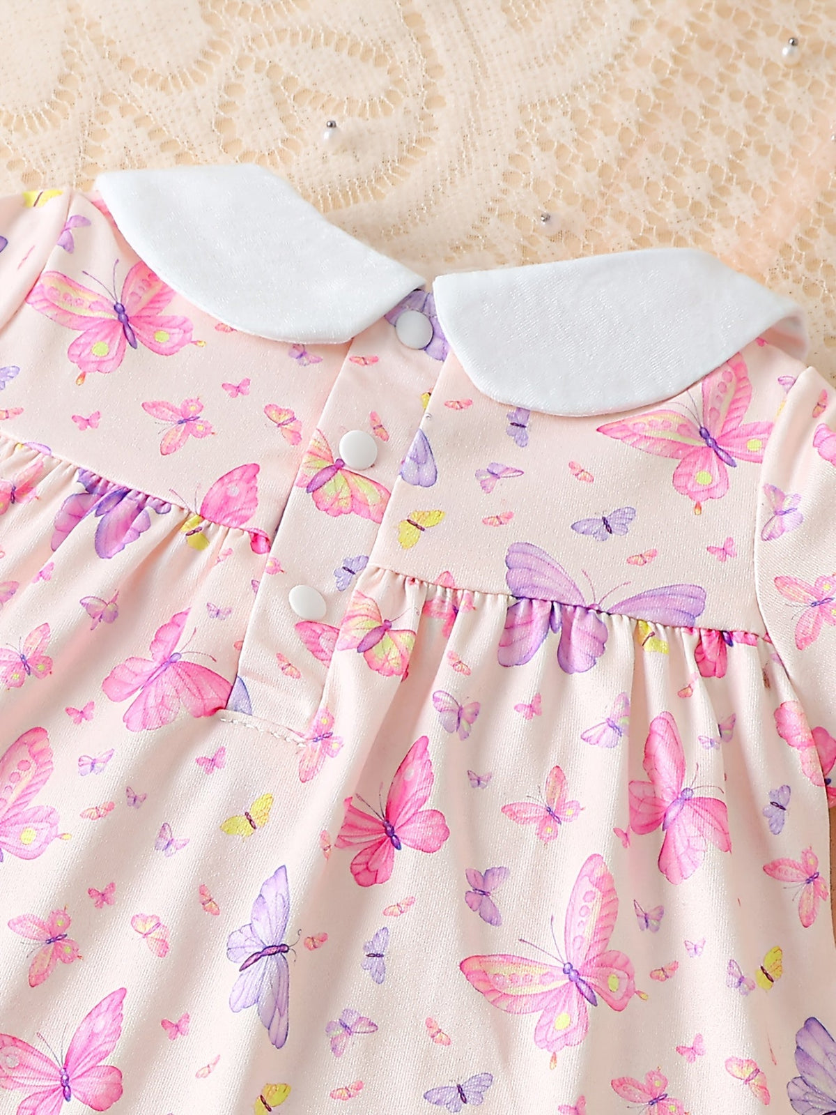 Baby Girl Collared Dresses Three Pack with Floral Butterfly and Solid Designs for Everyday Outfits
