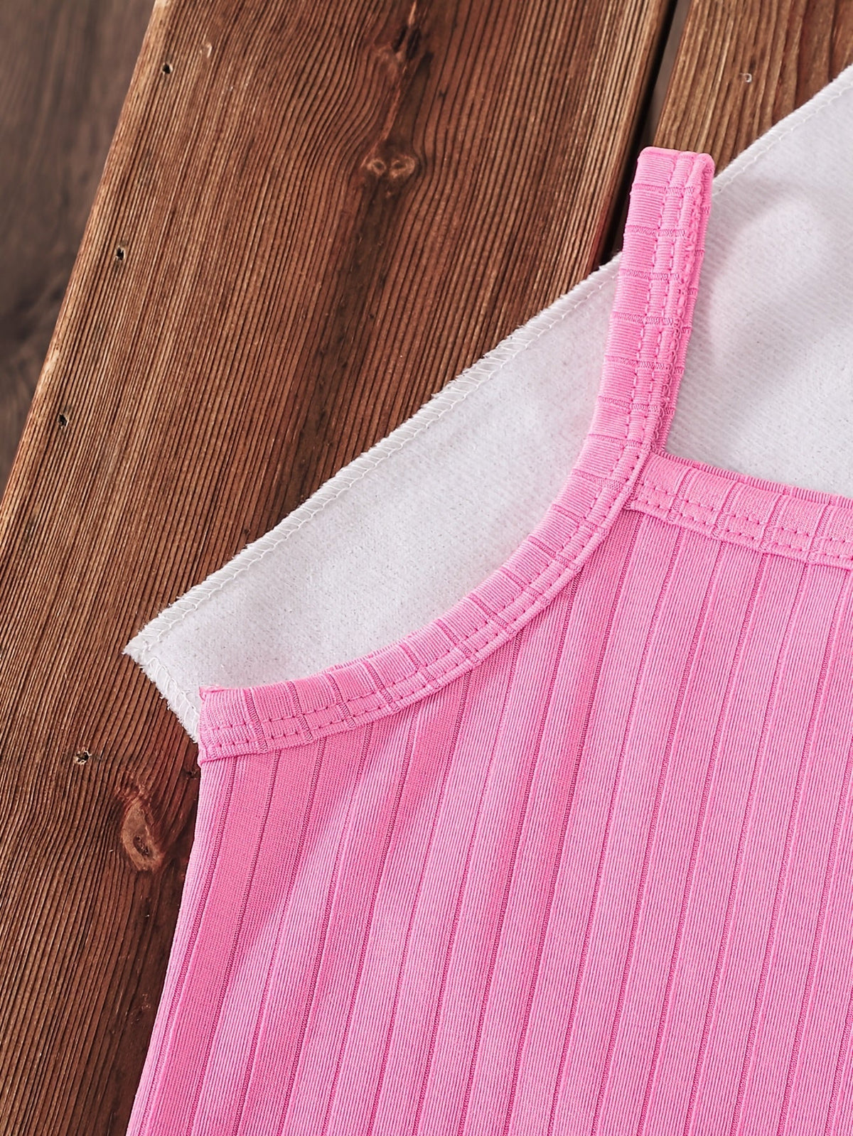 Girls' Ribbed Short Rompers Three Pack in Pink Yellow and Stripes with Shoulder Straps for Summer