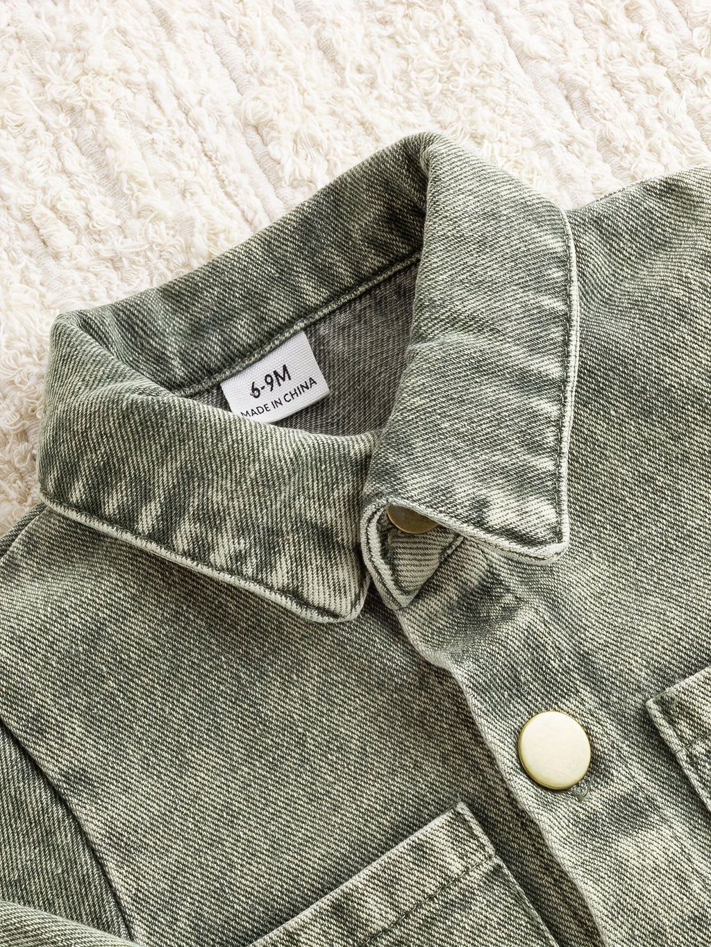 Baby Girls' Denim Jacket and Pants Set with Patch Pockets and an Elastic Waist for Casual Outings