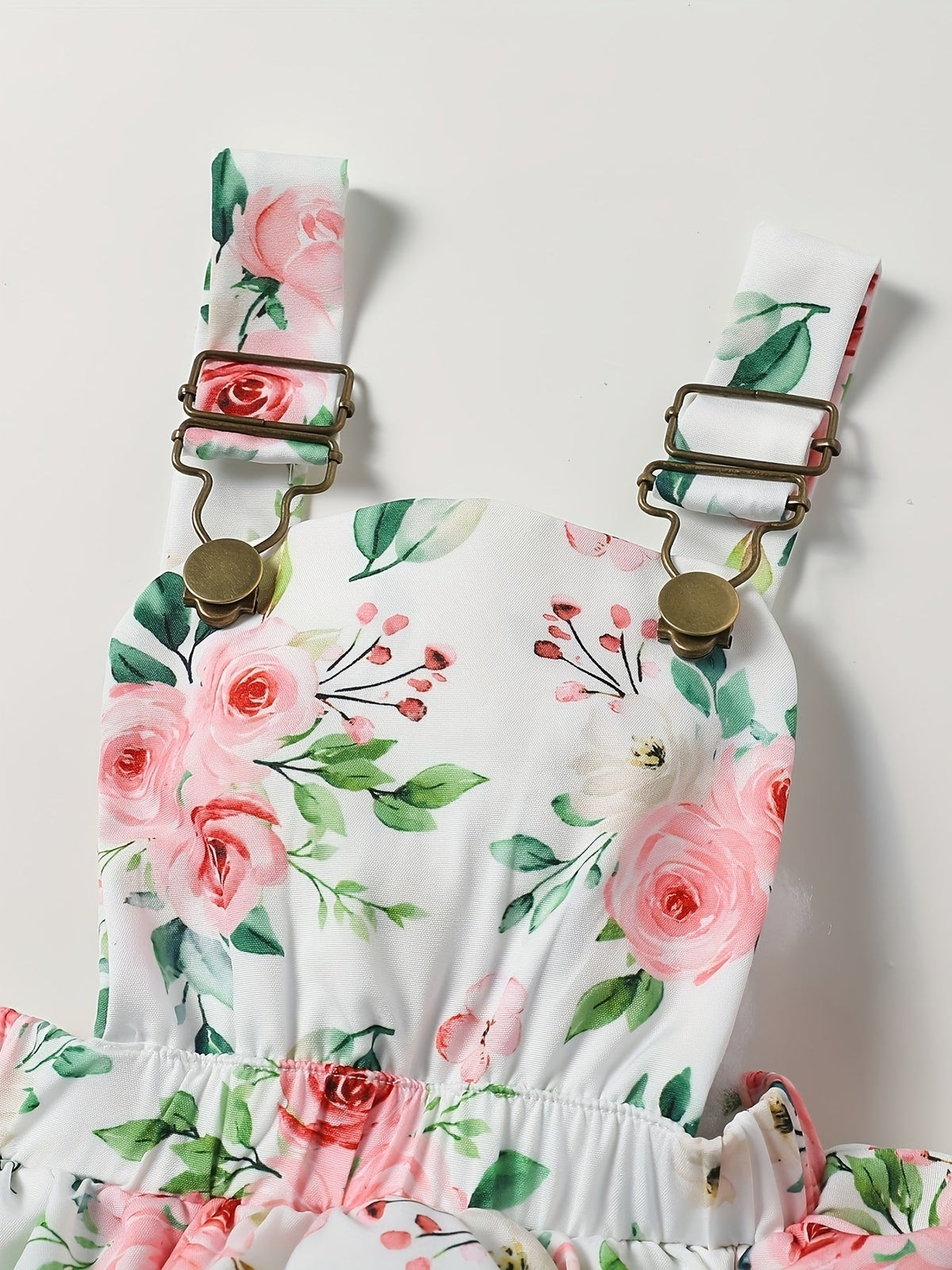Baby Girl Floral Skirt Outfit with a Green Ruffle Sleeve Top and Matching Bow Headband for Summer Wear