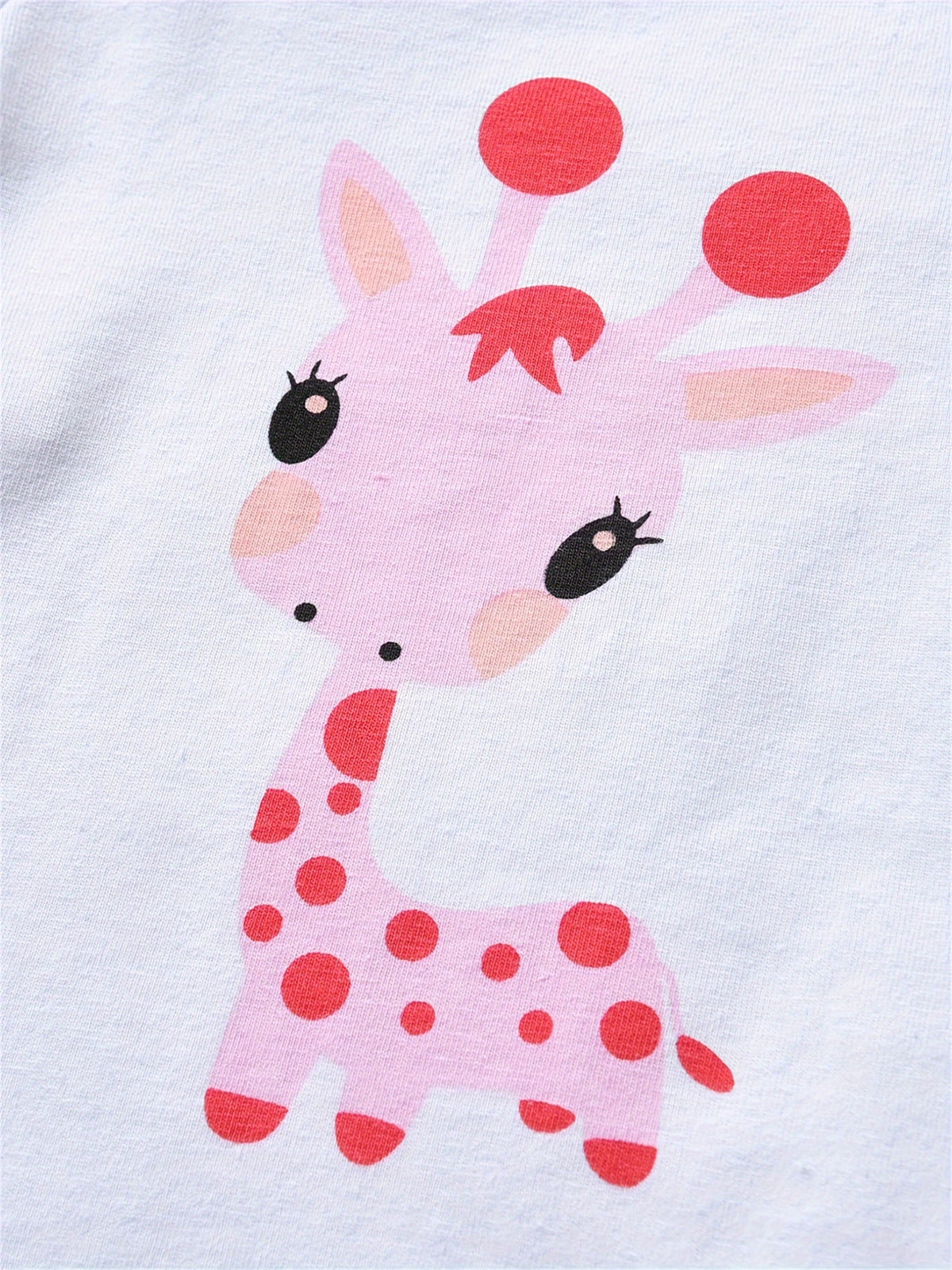 Baby Girls' Giraffe Print Bodysuit Outfit with Polka Dot Pants and a Matching Hat in Yellow or Pink
