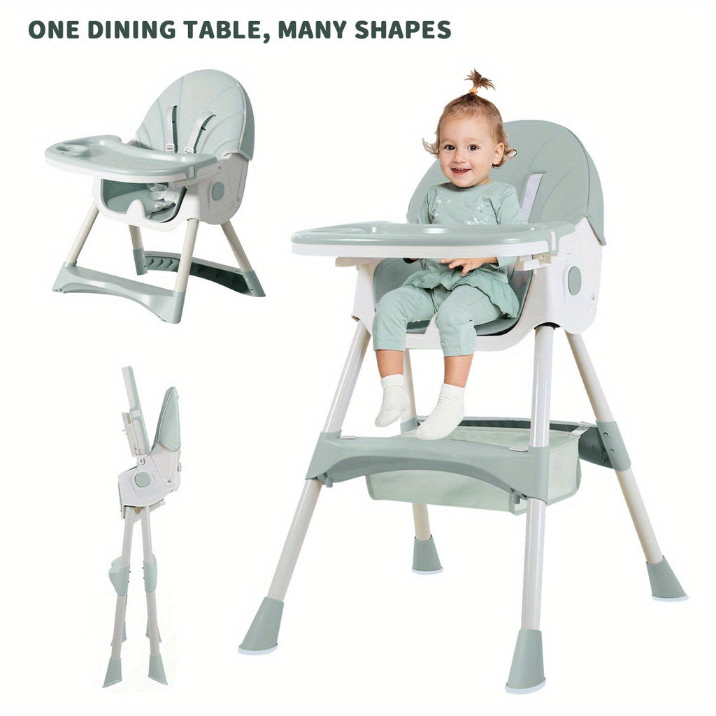 Baby High Chair with a Removable Feeding Tray and Foldable Frame in Pink or Khaki for Mealtimes