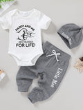 Baby Boys' Daddy and Me Pants Set with a Fist-Bump Bodysuit and Gray Knotted Hat for Everyday Outfits
