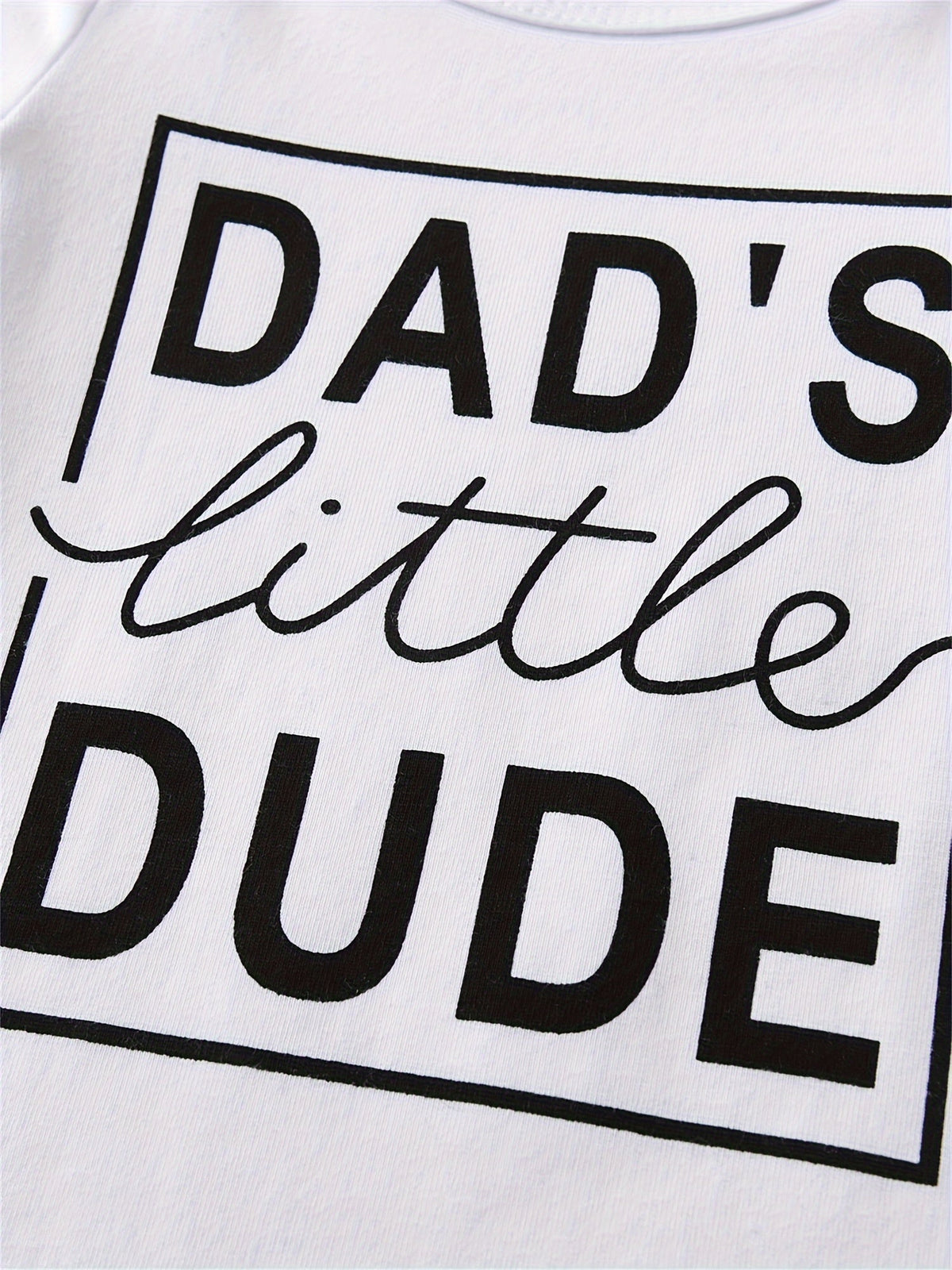 Baby Outfit Set with a Dad's Little Dude Bodysuit and Gray Pants Plus Matching Hat for Newborn Boys