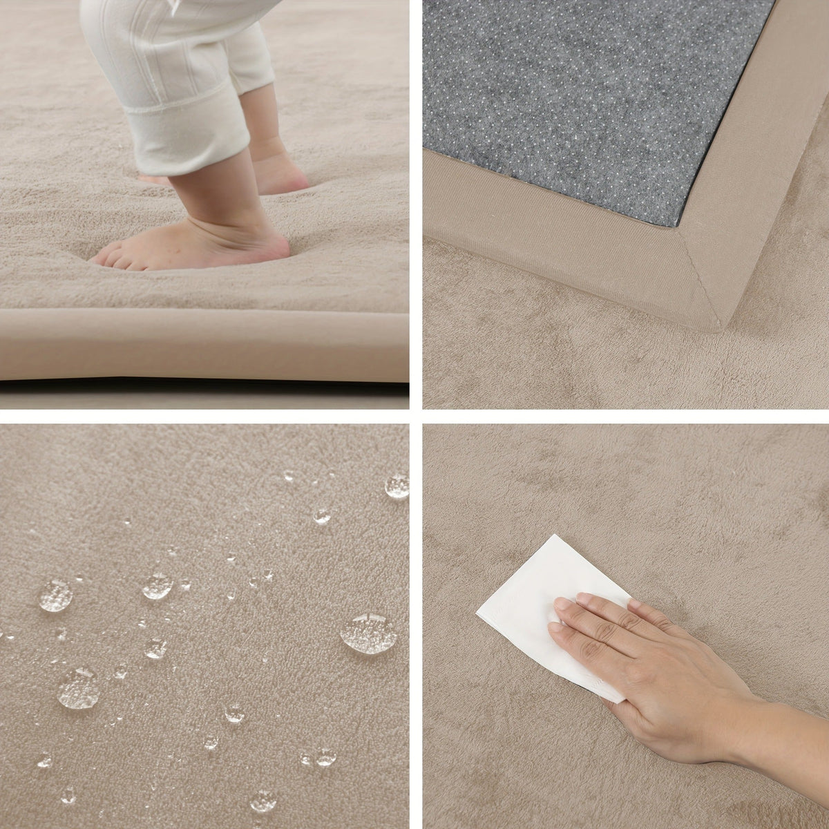 Cushioned Baby Play Mat with a Coral Velvet Surface and 1.1-Inch Memory Foam for Comfortable Floor Time