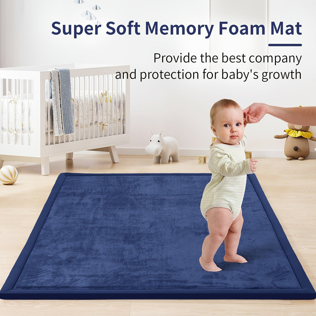 Cushioned Baby Play Mat with a Coral Velvet Surface and 1.1-Inch Memory Foam for Comfortable Floor Time