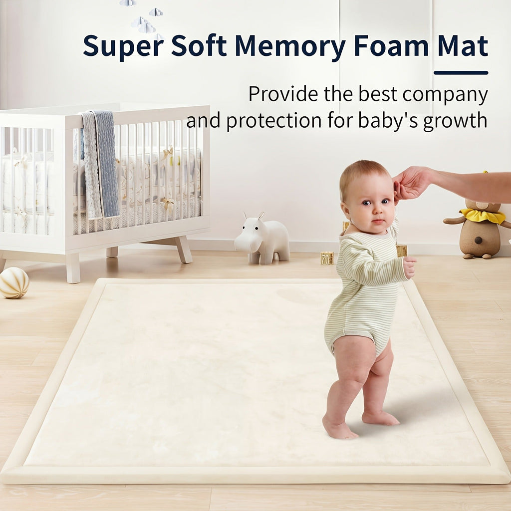 Cushioned Baby Play Mat with a Coral Velvet Surface and 1.1-Inch Memory Foam for Comfortable Floor Time