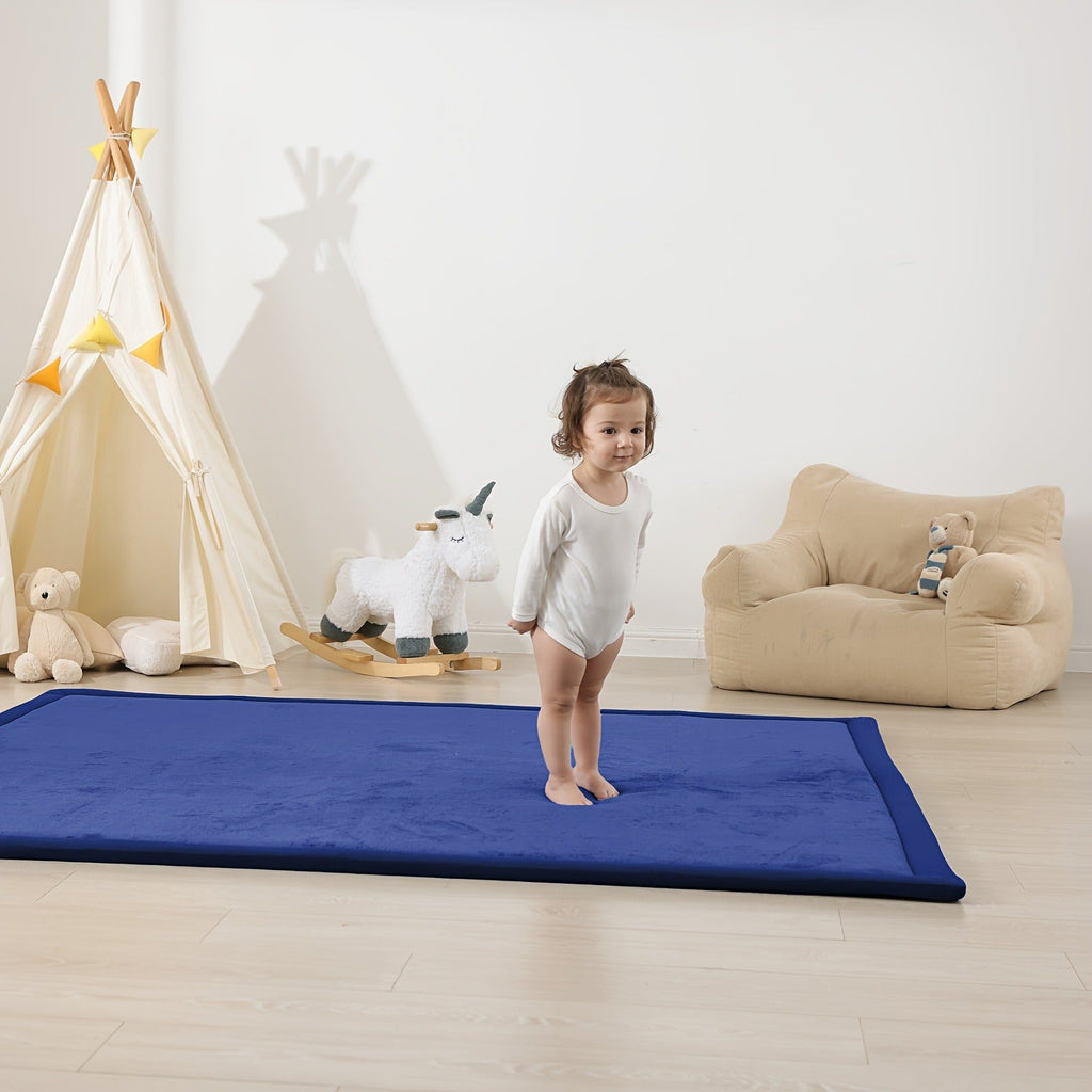 Cushioned Baby Play Mat with a Coral Velvet Surface and 1.1-Inch Memory Foam for Comfortable Floor Time