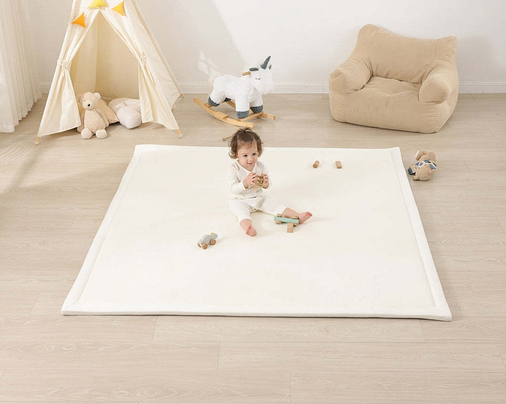 Cushioned Baby Play Mat with a Coral Velvet Surface and 1.1-Inch Memory Foam for Comfortable Floor Time