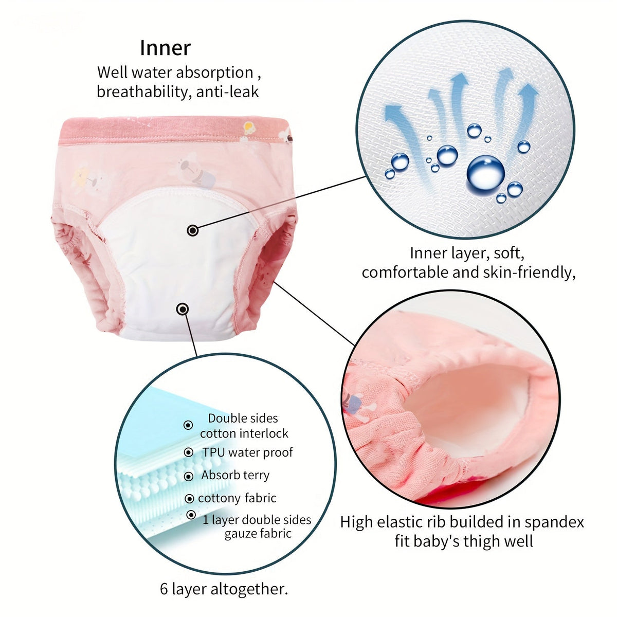 Baby Potty Training Pants 12-Pack in Random Pink or Blue Prints with Elastic Waists for Daily Use