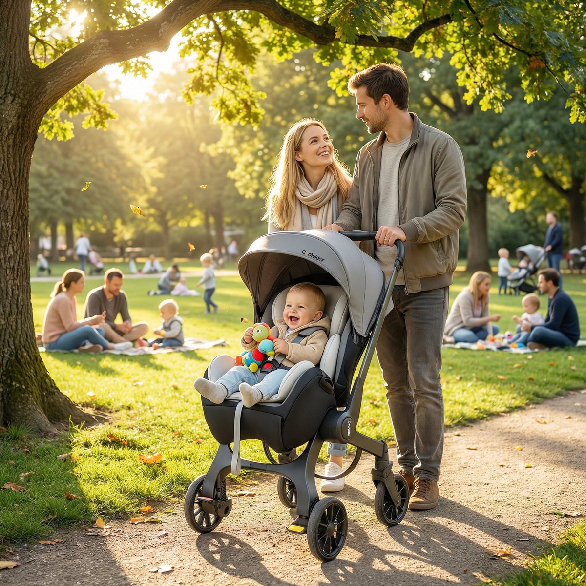 Foldable Baby Stroller with Reversible Seating and an Adjustable Canopy for Walks and Everyday Outings