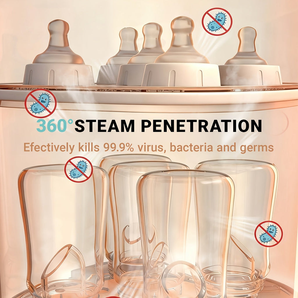 Electric Steam Bottle Sterilizer with Stackable Chambers and One Button Control for Feeding Accessories