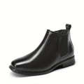 Boys' Chelsea Dress Boots with Side Zippers and Elastic Panels in Black or Camel for Smart Outfits