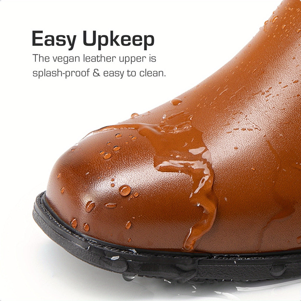 Boys' Chelsea Dress Boots with Side Zippers and Elastic Panels in Black or Camel for Smart Outfits
