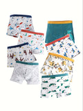 Boys' Cotton Blend Boxer Briefs Eight Pack with Dinosaur and Animal Prints for Everyday Underwear Changes