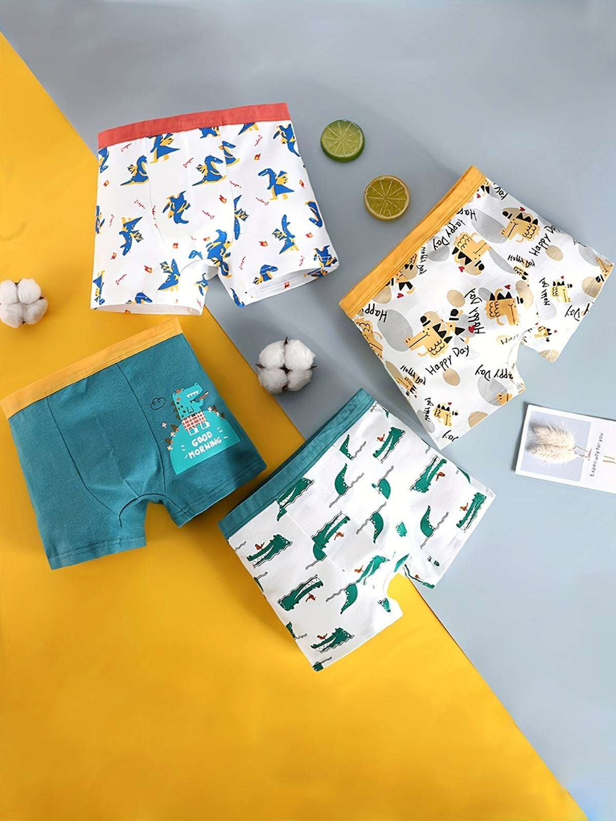 Boys' Cotton Blend Boxer Briefs Eight Pack with Dinosaur and Animal Prints for Everyday Underwear Changes
