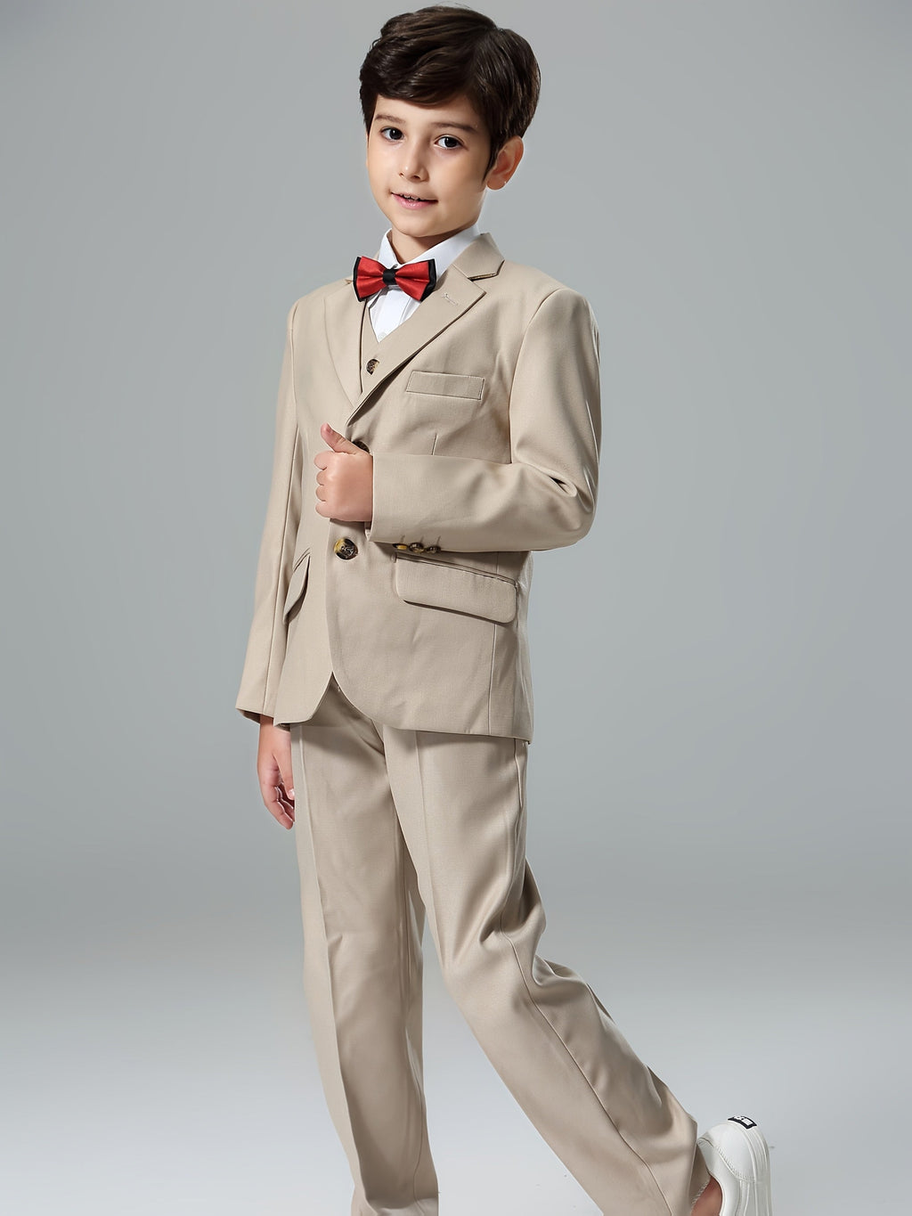 Boys' Three-Piece Formal Suit Set of Jacket, Vest and Trousers for Weddings and Special Occasions