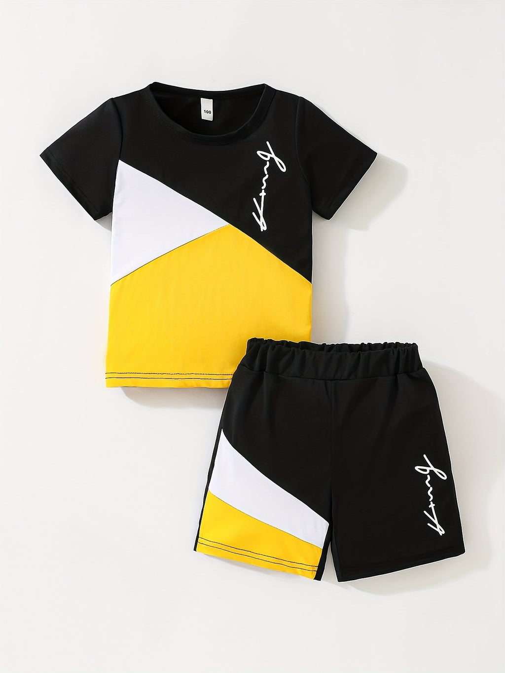 Boys' Eight-Piece Summer Outfit Set with Four Graphic T-Shirts and Four Shorts in Mixed Designs