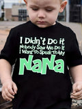 Boys' I Want to Speak to My Nana T-Shirt in Black with Green Lettering for Funny Family Outfits