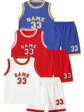 Boys' Game 33 Tank and Shorts Sets 6-Piece Pack with Contrast Trim for Casual Summer Outfits