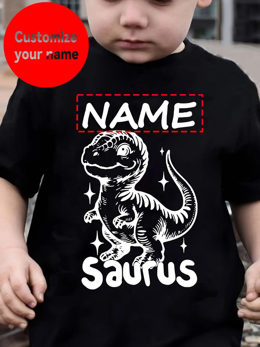 Boys' Custom Name Dinosaur T-Shirt - Personalized