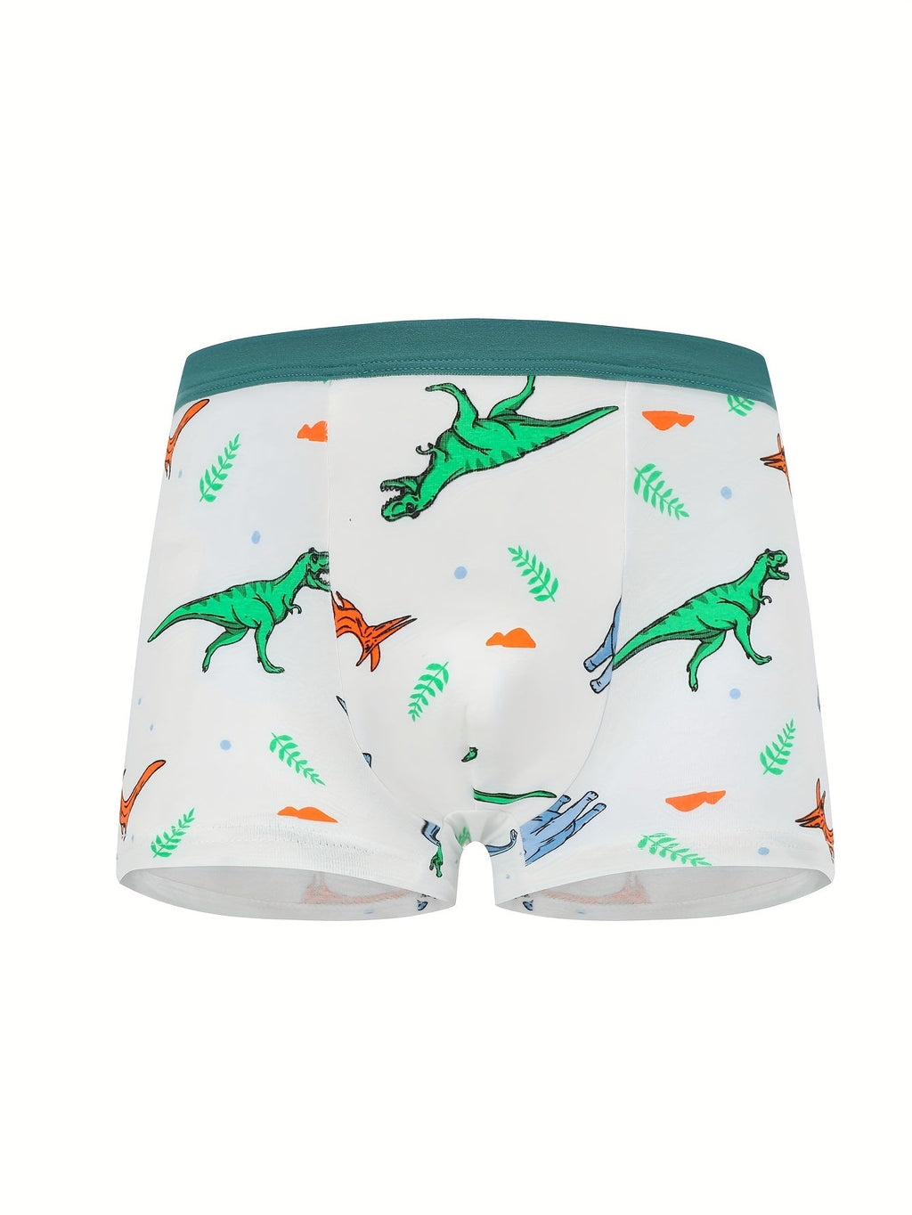 Boys' Dinosaur Boxer Briefs Eight-Pack with Mixed Colors and Contrast Elastic Waistbands for Daily Changes