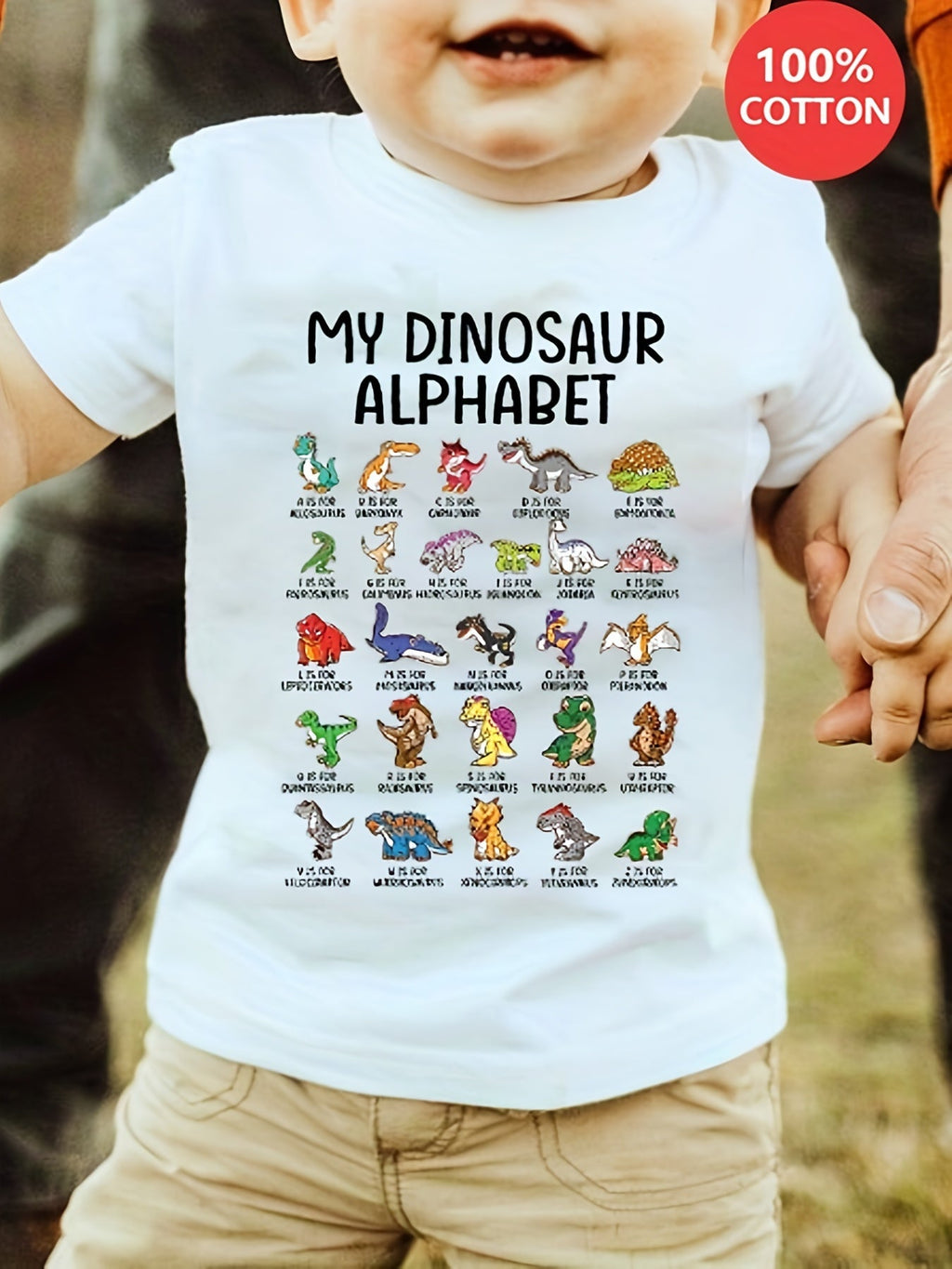 Boys' Dinosaur T-Shirt with a Colorful Cartoon and Letter Print for Everyday Short Sleeve Casual Wear