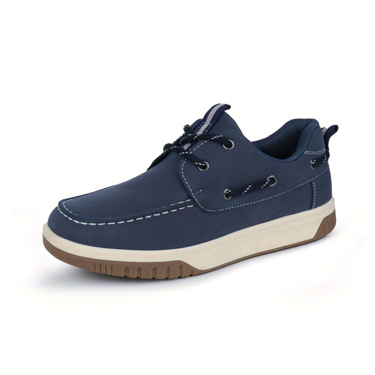 Boys' Lace Up Boat Shoes with Contrast Moc Toe Stitching and Side Lacing for School and Casual Wear