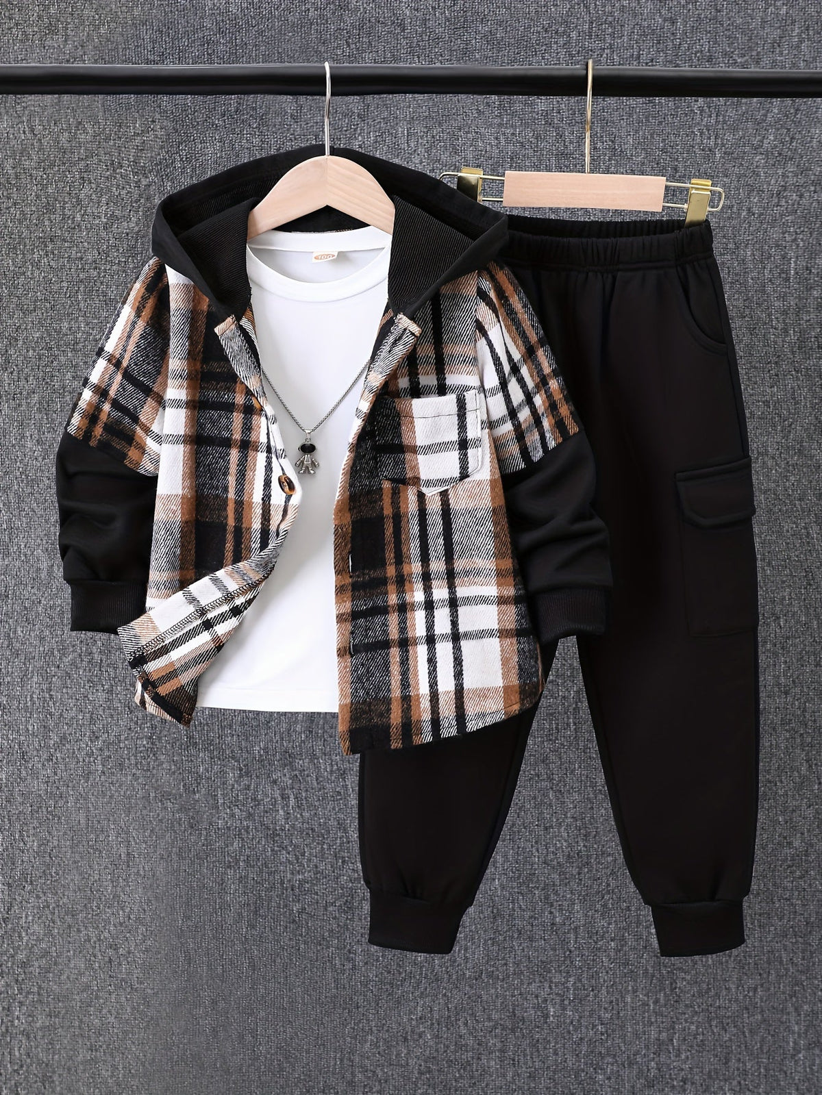 Boys' Plaid Outfit Set - Long Sleeve Winter