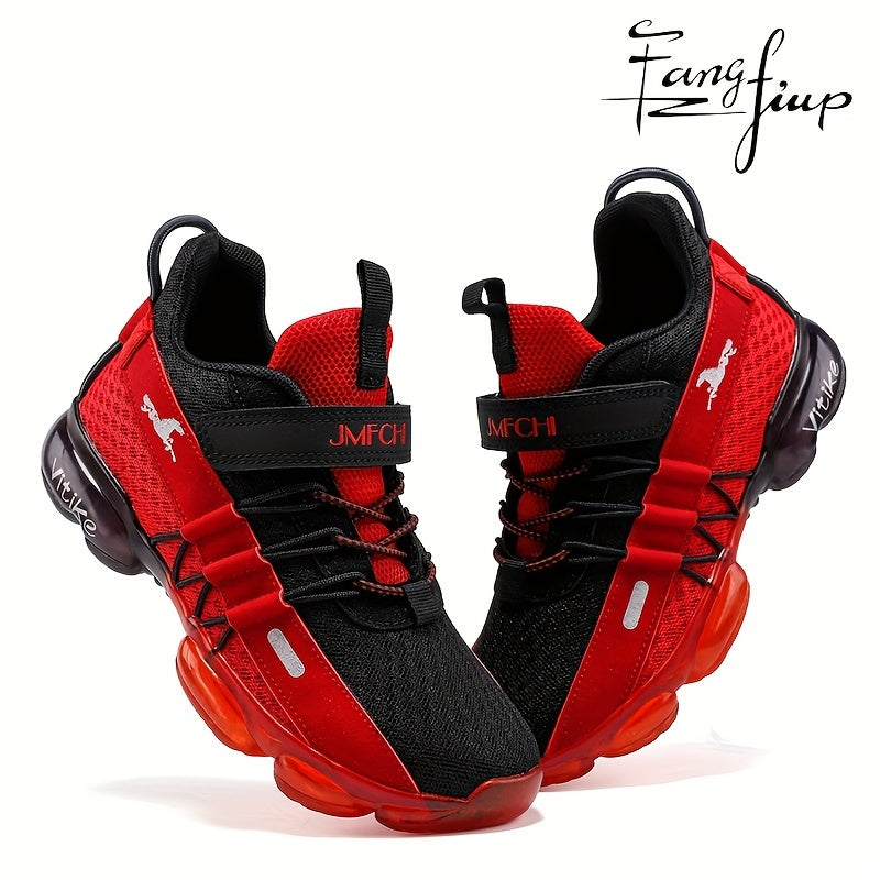 Boys Running Shoes - Breathable Mesh & Lightweight – Red / Royal Blue
