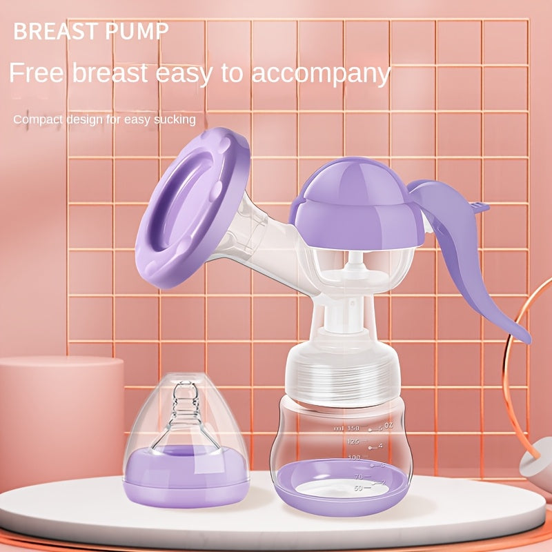 Manual Breast Pump with a Lever Handle and 5.07 Ounce Collection Bottle for Portable Milk Expression