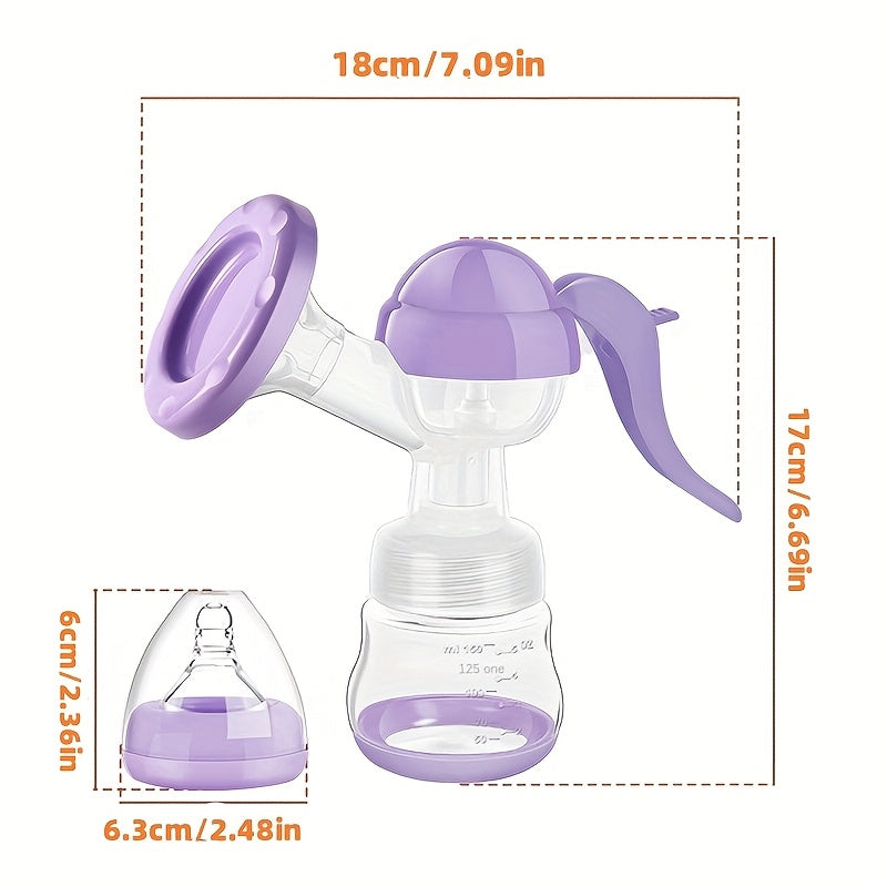Manual Breast Pump with a Lever Handle and 5.07 Ounce Collection Bottle for Portable Milk Expression