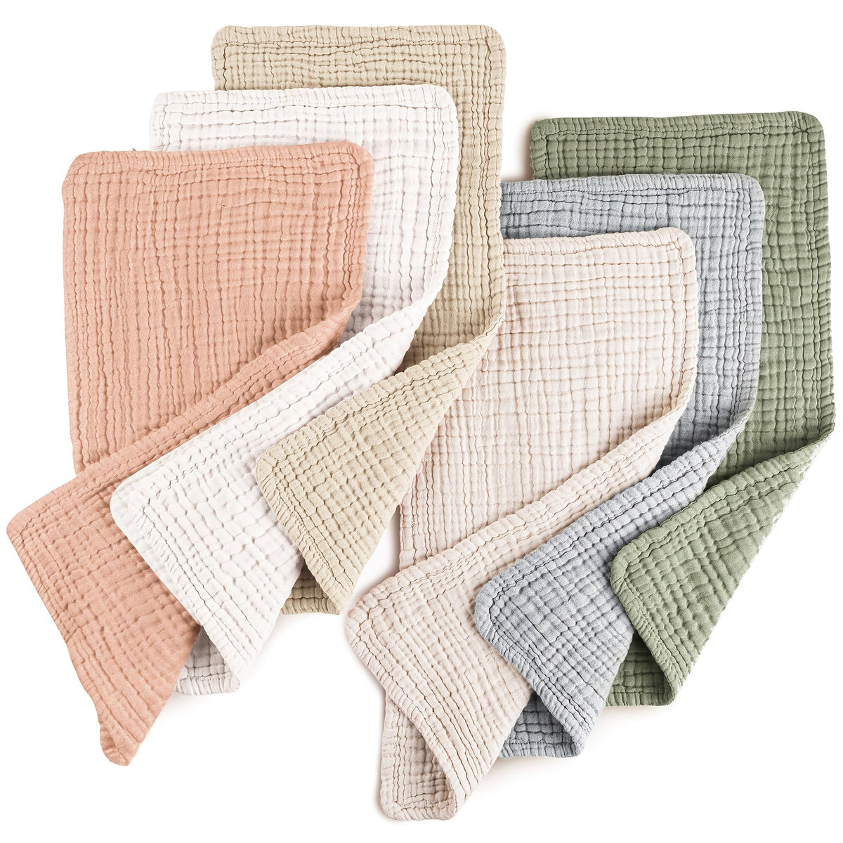 Muslin Baby Burp Cloths 6-Pack with a Layered Texture and Rectangular Shape for Everyday Feeding and Burping